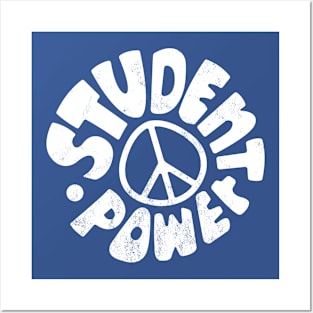 Vintage 1960's Peace Student Power (White) Posters and Art